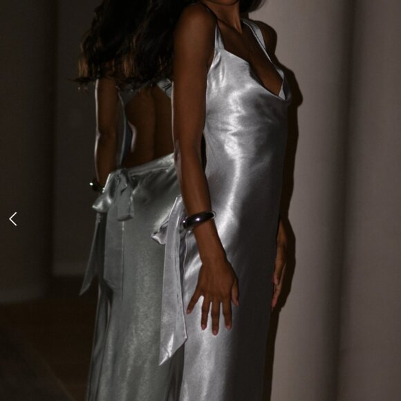 Meshki Caellie Satin Cowl Maxi Dress - Silver - Picture 5 of 11